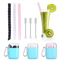 Collapsible Silicone large Straws – 3 Pack Reusable Smoothie Straws with Carrying Case, BPA Free and FDA Approved Folding Drink Straw for Travel, Home and Office Use- Pink & Black & Clear White