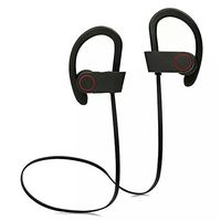 BBYZEB Bluetooth Headphones Wireless in-Ear V4.1 Noise Cancelling Sweatproof Sport Earphones with Mic for Running (U8 Secure Ear Hooks Headsets)-Black