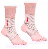 Mcolics (1 Pair) Ankle Support Breathable Ankle Foot Brace Compression Wrap Sports Bandage Strap for Running Basketball Ankle Sprain Men Women Running Basketball Football Volleyball (Beige)