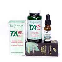T.A. Sciences | TA-65 Supplement | 1x90 Capsules | 250 U | Free $99.00 Value | Rg-Cell Concentrated Restorative Serum with EGF &AFA Algae