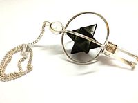 Jet Energized Tourmaline Spinning Merkaba Pendulum 2.5 inch Jet International Crystal Therapy 40 Page Booklet Chakra Balancing Treatment w/Pouch Reiki Yes/No Divine Spiritual Answers Crystal Ball