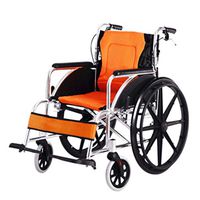 MEI Walker Folding Self Propelled Wheelchair，Attendant Running Brakes Removable Footrests with Armrest Portable Orange