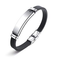 Magnetic Therapy Stainless Steel&Silicone Bracelets Bangle for Men Health Stress Relief Silica Gel Wristband