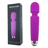 MIYUTU Purple Waterproof Handheld Manual Massage Sticker, Powerful Vibrate Wand Massager with 20 Magic Vibration Modes, Cordless for Neck Shoulder Back Body Massage, Sports Recovery Muscle Aches Tool