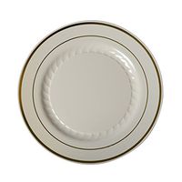 Silver Splendor Plate (Pack of 150) Size: 7" W x 7" D, Color: Bone with Gold Accent