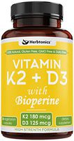Immune System Support Vitamin K2 (MK7) with D3 5000 IU (k2+d3) Supplement with Bioperine (Black Pepper) 120 Vegetarian Capsules, Strong Bones and Heart Health -k2 d3 Complex- Tiny Easy to Swallow