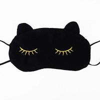 Grandey Cute Cat Sleeping Eye Mask Nap Cartoon Eye Shade Sleep Mask Black Mask Bandage on Eyes for Sleeping- (Black)