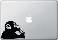 Yadda-Yadda Design Co. Chimp Thinking - MacBook or Laptop Vinyl Decal Sticker (5.25" w x 4" h) (Black)