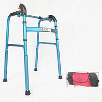 XIHAA Elderly People Walker, Height Adjustable Folding Aluminum Alloy with Brake, Disabled Person Walking Rehabilitation Equipment (Gift Bag),Blue