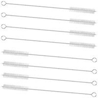 GFDesign Drinking Straw Cleaning Brushes Set Pipe Tube Cleaner Nylon Bristles Stainless Steel Handle - 8" x 3/8" (10mm) - Set of 8