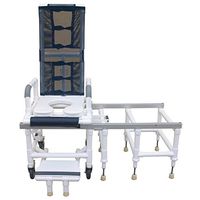 MJM International D118-5-TIS-SLIDE All Purpose Tilt N Space Shower/Transfer Chair One Step Lock System, 300 oz Capacity, Royal Blue/Forest Green/Mauve