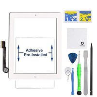 Fixcracked Touch Screen Replacement Parts Digitizer Glass Assembly for ipad 3 + Professional Tool Kit (white)