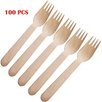 Orgrimmar Pack of 100pcs Disposable Wooden Forks 100% All-Natural,Eco-Friendly, Biodegradable, and Compostable 6.3" Cutlery Forks,Perfect For Parties, Events, College, Kitchen & Home