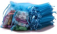 IBLUE 100Pcs Organza Gift Bags 4x6 Inch Drawstring Candy Pouch Sheer Wedding Party Favor Bags P001 (Blue, 4"x6")
