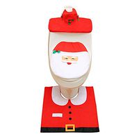 Christmas Decorations for Home Bathroom/WC Red Flannel Santa Toilet Cover and Rug Xmas Decoration Christmas Toilet Seat Cover (Santa Claus)