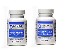 RELIABLE 1 LABORATORIES Renal Vitamin C & B Complex for Men and Women (100 Tablets Per Bottle) (2 Pack)