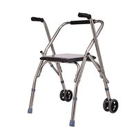 ZWJ-Rolling Walkers Walker Walker, Foldable Storage, with Roller with seat Plate, Maximum Load Capacity 300 lbs (Color : Silver)