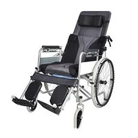 Wheelchairs Folding Self Propelled Fully Lying with Brake,Chair Commode,Light Transport Aluminum Alloy for Extra Comfort,Support 410Lbs, (6-Gear Adjustable) Myhao