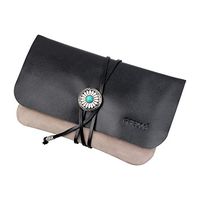 FIREDOG Tobacco Pouch, Genuine Leather Pipe Pouch Vintage Rolling Smoking Travel Folding Tobacco Bag Carrying Storage Holder(Grey)