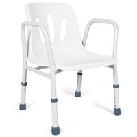 Giantex Shower Chair Adjustable Seat Bench with Back and Arms Lift Seat Height 22 to 26 Inch for Disabled Senior Portable Medical Non-Slip Bathtub Bath Chair