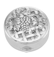 Sterling Silver Vine and Grapes on Trellis Design Pillbox - Made in USA