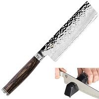 Shun TDM0742 Premier Nakiri Knife, 5.5-Inch & Kai Diamond and Ceramic Retractable Knife Sharpener (Bundle)