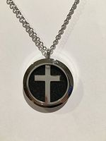 Essential Oils Diffuser Stainless Steel Necklace Cross Religious Pendant with 24" Chain and Washable Pads, Aroma