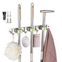 JUSTDOLIFE Mop Holders Mop and Broom Holder No Drilling Metal Wall Mounted Organizer Storage Hooks Hanger Mop Storage Organizer for Bathroom Kitchen Garden and Garage