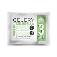 Squeeze Dried Evergreen Celery Juice Powder Supplement, Supports Healthy Digestion, Energy, Anti-Inflammation - Spirulina, Spinach, Barley - 3 Stick Sample Pack