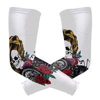 Men's UV Protection Arm Sleeve Skull Girl and Rose Compression Arm Sleeve, Skin Protection Cooler Cycling Sleeves for Outdoor Activities to Cover Arms
