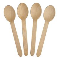 [25 Count] Wooden Heavy Duty Biodegradable Spoons - Disposable Frozen Yogurt Ice Cream Spoons - Frozen Dessert Supplies