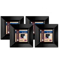 Squarete 10.75'' inch Black Dinner Square Party Plates Hard Plastic Elegant Disposable Heavy Duty. 10 Square Dinner Plates Per Package Pack of 4