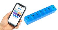 Jini Pill Magic Blue Smart Weekly Pill Box- Instantly Set Pill Reminder, Record Pill Taken & Location by Just Tapping The Logo with Your Phone