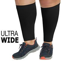 Runee Ultra Wide Calf Sleeve Compression - Support Calf Pain & Shin Splint, Relief Swelling, Varicose Veins, DVT - Tailored to Wide Calves (Black)