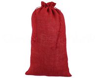 10 Pack - CleverDelights 12" x 20" Red Burlap Bags with Natural Jute Drawstring - Christmas Present Holiday Décor Rustic Party Favor Pouch Bags