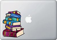 Books - Stack of Books - Library - Stained Glass Style Opaque Vinyl MacBook Laptop Decal - Copyright 2015 Yadda-Yadda Design Co. (Size Choices) (MD 5"w x 6"h)