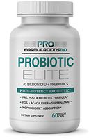 Probiotic Elite – Synbiotic with FOS + Supernatant – 60 vcaps – Pre, Post & Probiotic Digestive Support with 20 Billion CFU, FOS, Acacia Fiber & Freeze–Dried Culture Powder – No Refrigeration Needed