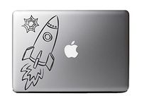 Soaring Rocket Ship Black Vinyl Decal Sticker for 13" Macbook Laptop Computer