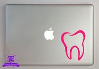 Overly Attached Decals Molar Tooth Vinyl Decal Sized to Fit A 11" Laptop - Hot Pink