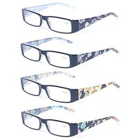 Kerecsen 4 Pack Fashion Women Reading Glasses Spring Hinge With Flower Print Ladies'Readers (4 Pack Mix Color, 1.25)