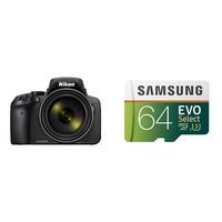 Nikon COOLPIX P900 Digital Camera with 83x Optical Zoom and Built-In Wi-Fi(Black) & Samsung 64GB memory card with Adapter