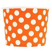 Orange Paper Dessert Cups - 12 oz Polka Dotty Ice Cream Bowls - Perfect For Your Yummy Foods! Many Colors & Sizes - Frozen Dessert Supplies - 50 Count