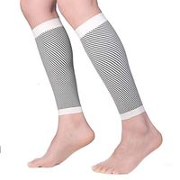 Calf Compression Sleeve 20-30mmHg for Men & Women - Best Footless Compression Socks for Shin Splint & Leg Pain Relief, Running, Nurses & Maternity. Improves Circulation and Recovery.(Gray/White-L)
