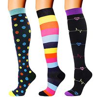 3 Pairs Compression Socks for Women Men 20-30mmhg Knee High Stocking for Running