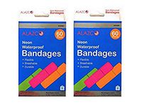120pc ALAZCO Neon Adhesive Waterproof Bandages Strip (2-3/4" x 3/4") Kids Children First Aid Latex-Free