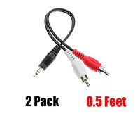 iMBAPrice (Pack of 2) 6" 3.5mm Stereo Male to Two RCA Male Splitter Cable