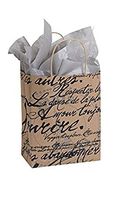 Medium Paris Script Paper Shopping Bag 8 x 4 ½ x 10 ¼ Inches - Case of 25