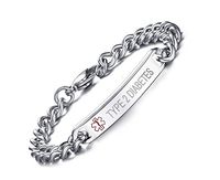 Type 2 DIABETES-8mm High Polished Surgical Steel Chain Medical Alert ID Bracelets for Men&Women,8"