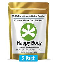 Organic Sulfur Crystals - 99% Pure MSM Crystals, Premium MSM Supplement - 3 x 1 LBS Pack