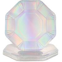 Juvale Octagon Paper Party Plates, Holographic, 9 Inches (24 Pack)
